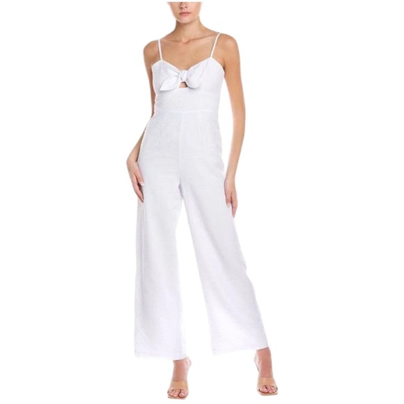 HUTCH Seersucker Jumpsuit Wide Leg White Savannah Size 6 - Picture 1 of 7